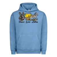 Pigment Pebble Blue peace love zebra Urban Hoodie - LillyAllenDesigns