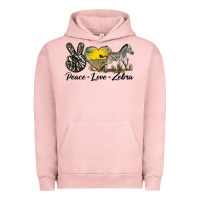 Pigment Salmon peace love zebra Urban Hoodie - LillyAllenDesigns