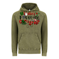 Vintage Olive Santa's Favorite Caregiver Christmas Vintage Hoodie - LillyAllenDesigns