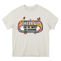 Cream ask me about my pronouns Heavy Core Tee - MaliasSmallBusiness