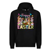 Black Happy Easter bunnys Premium Hoodie - OliviaCreatesArt
