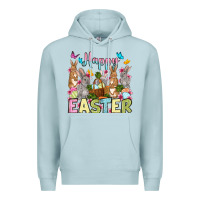 Blue Mist Happy Easter bunnys Premium Hoodie - OliviaCreatesArt