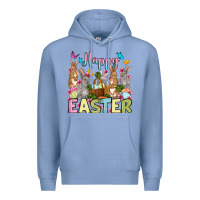 Colony Blue Happy Easter bunnys Premium Hoodie - OliviaCreatesArt