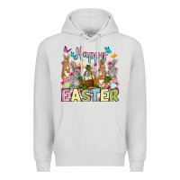 Dove Grey Happy Easter bunnys Premium Hoodie - OliviaCreatesArt
