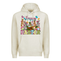 Oatmeal Heather Happy Easter bunnys Premium Hoodie - OliviaCreatesArt