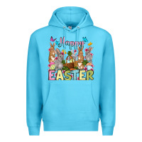 Ocean Blue Happy Easter bunnys Premium Hoodie - OliviaCreatesArt