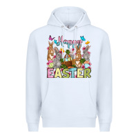 White Happy Easter bunnys Premium Hoodie - OliviaCreatesArt