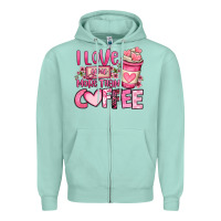Seafoam i love you more than coffee valentines day Zipper Hoodie - OliviaCreatesArt