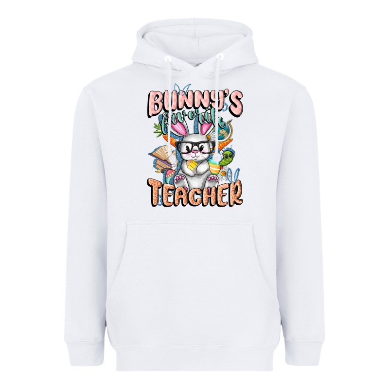 Bunny's Favorite Teacher Easter Day Heavyweight Hoodie by FaDigitalArtStudio | Teevron