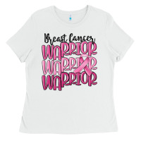 White breast cancer warrior Ladies Tee - MaliasSmallBusiness