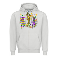 Dove Grey mardi gras craw fish olivia Zipper Hoodie - OliviaCreatesArt