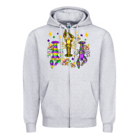 Heather Grey mardi gras craw fish olivia Zipper Hoodie - OliviaCreatesArt