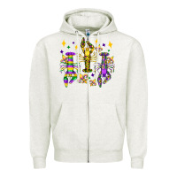 Oatmeal Heather mardi gras craw fish olivia Zipper Hoodie - OliviaCreatesArt