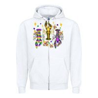 White mardi gras craw fish olivia Zipper Hoodie - OliviaCreatesArt