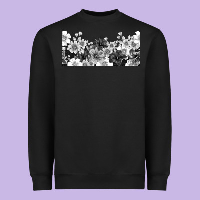 Black And White Floral Heavyweight Sweatshirt Designed By Tumblerdesignbyshophia