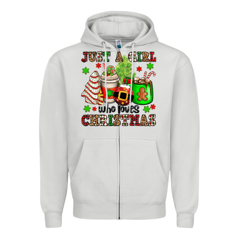 Just A Girl Who Loves Christmas Zipper Hoodie by OliviaCreatesArt | Teevron