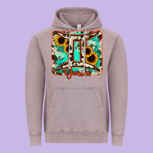 Gemini Turquoise Cowhide Vintage Hoodie Designed By Ranaportraitstore