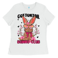 White cottontail bunny club Ladies Tee - MaliasSmallBusiness