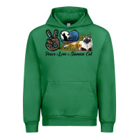 Emerald Peace Love Siamese Cat Urban Hoodie - LillyAllenDesigns