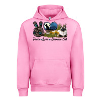 Fuchsia Pink Peace Love Siamese Cat Urban Hoodie - LillyAllenDesigns