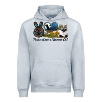 Heather Grey Peace Love Siamese Cat Urban Hoodie - LillyAllenDesigns