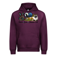 Mauve Wine Peace Love Siamese Cat Urban Hoodie - LillyAllenDesigns