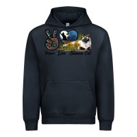 Navy Peace Love Siamese Cat Urban Hoodie - LillyAllenDesigns
