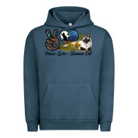 Pigment Midnight Navy Peace Love Siamese Cat Urban Hoodie - LillyAllenDesigns