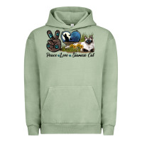 Pigment Oil Green Peace Love Siamese Cat Urban Hoodie - LillyAllenDesigns