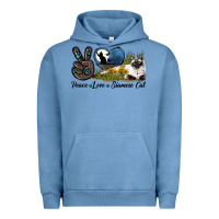 Pigment Pebble Blue Peace Love Siamese Cat Urban Hoodie - LillyAllenDesigns