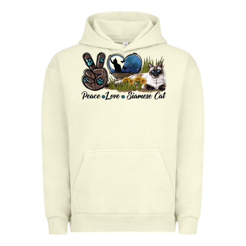 Peace Love Siamese Cat Urban Hoodie by LillyAllenDesigns | Teevron