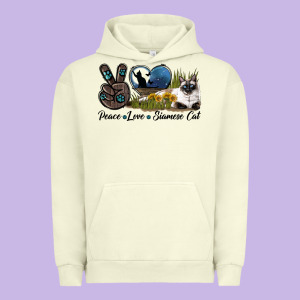 Peace Love Siamese Cat Urban Hoodie Designed By Lillyallendesigns