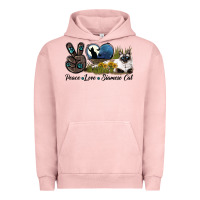 Pigment Salmon Peace Love Siamese Cat Urban Hoodie - LillyAllenDesigns