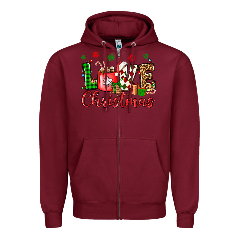 Love Christmas Zipper Hoodie by OliviaCreatesArt | Teevron