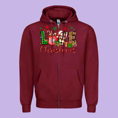 Love Christmas Zipper Hoodie Designed By Oliviacreatesart