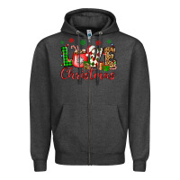 Charcoal Heather love christmas Zipper Hoodie - OliviaCreatesArt