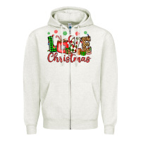 Oatmeal Heather love christmas Zipper Hoodie - OliviaCreatesArt