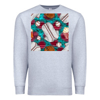 Heather Grey baseball  uniform with turquoise gemstone seamless pattern Premium Sweatshirt - BundleAndBundleShop