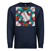 Navy baseball  uniform with turquoise gemstone seamless pattern Premium Sweatshirt - BundleAndBundleShop