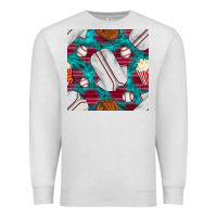Oatmeal Heather baseball  uniform with turquoise gemstone seamless pattern Premium Sweatshirt - BundleAndBundleShop