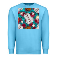 Ocean Blue baseball  uniform with turquoise gemstone seamless pattern Premium Sweatshirt - BundleAndBundleShop