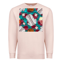 Pale Pink baseball  uniform with turquoise gemstone seamless pattern Premium Sweatshirt - BundleAndBundleShop