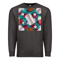 Smoke baseball  uniform with turquoise gemstone seamless pattern Premium Sweatshirt - BundleAndBundleShop