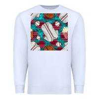 White baseball  uniform with turquoise gemstone seamless pattern Premium Sweatshirt - BundleAndBundleShop