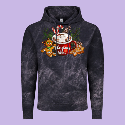 Christmas Vibes Hot Cocoa Vintage Hoodie Designed By Lillyallendesigns
