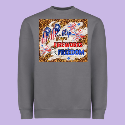 Flip Flops Fireworks & Freedom 4th Of July Heavyweight Sweatshirt Designed By Tumblerdesignbyshophia