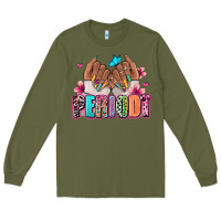 Army Green Periodt afro woman nail art Long Sleeve Tee - RanaPortraitStore