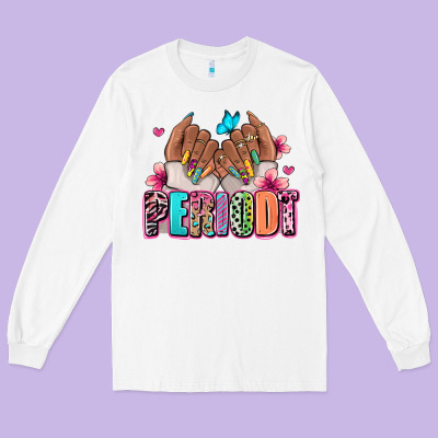 Periodt Afro Woman Nail Art Long Sleeve Tee Designed By Ranaportraitstore