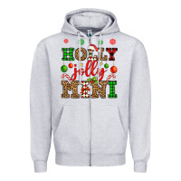 Heather Grey holly jolly mini Zipper Hoodie - OliviaCreatesArt