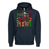 Navy holly jolly mini Zipper Hoodie - OliviaCreatesArt